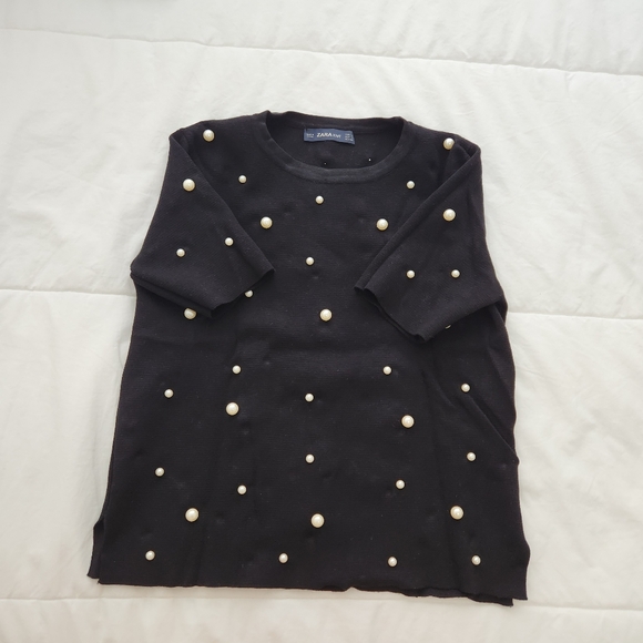 Zara knit sweater with pearls size S - Picture 6 of 9